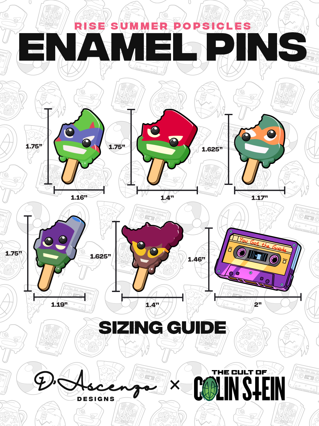 ROTTMNT: Popsicle Enamel Pins - TheColinStein Collab Series
