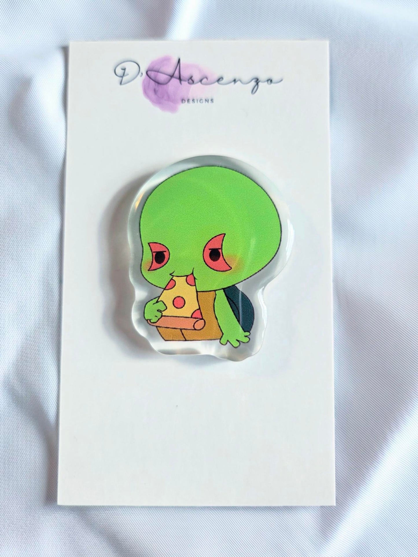 ROTTMNT Acrylic Pin: Pizza Time Leo