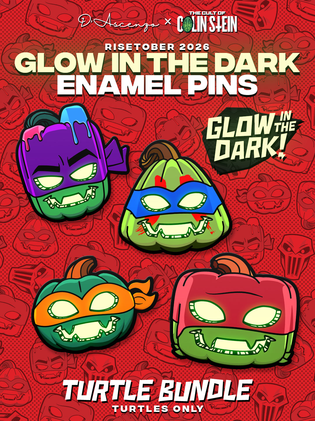 ROTTMNT: Spooktacular Enamel Pins - TheColinStein Collab Series