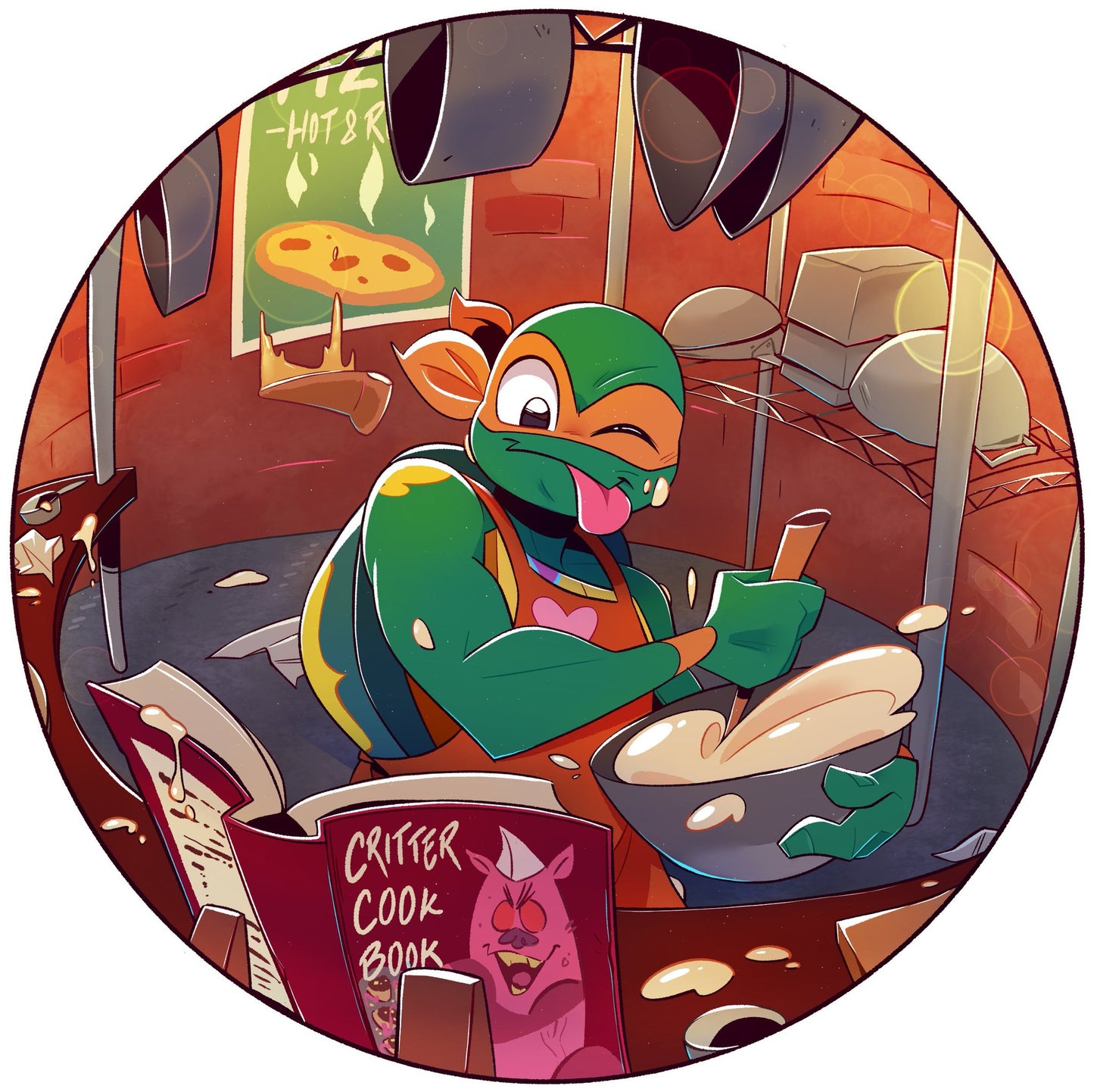 ROTTMNT Deluxe Enamel Pin - Chef Mikey