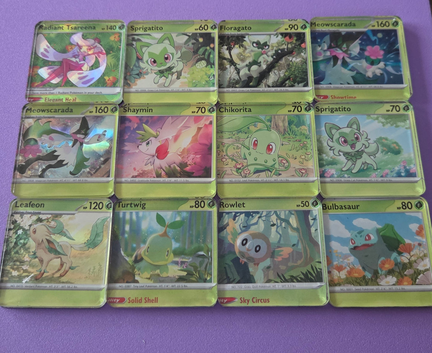 Upcycled Pokemon Card Magnets: Grass Type