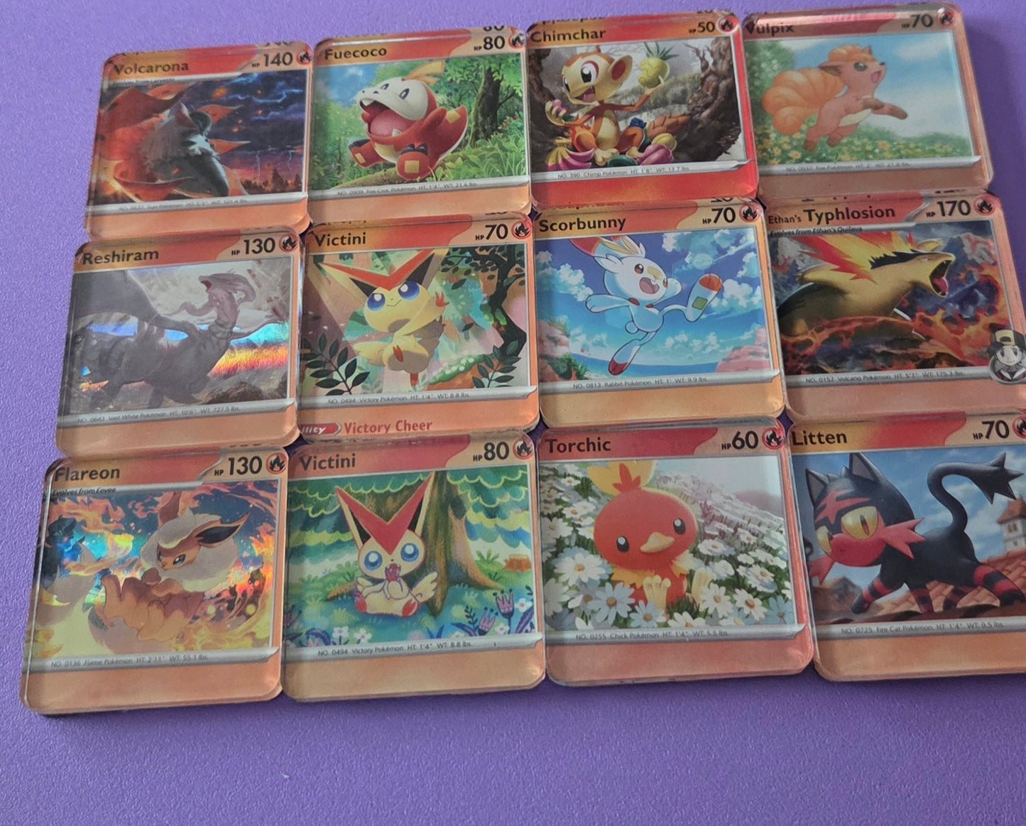 Upcycled Pokemon Card Magnets: Fire Type