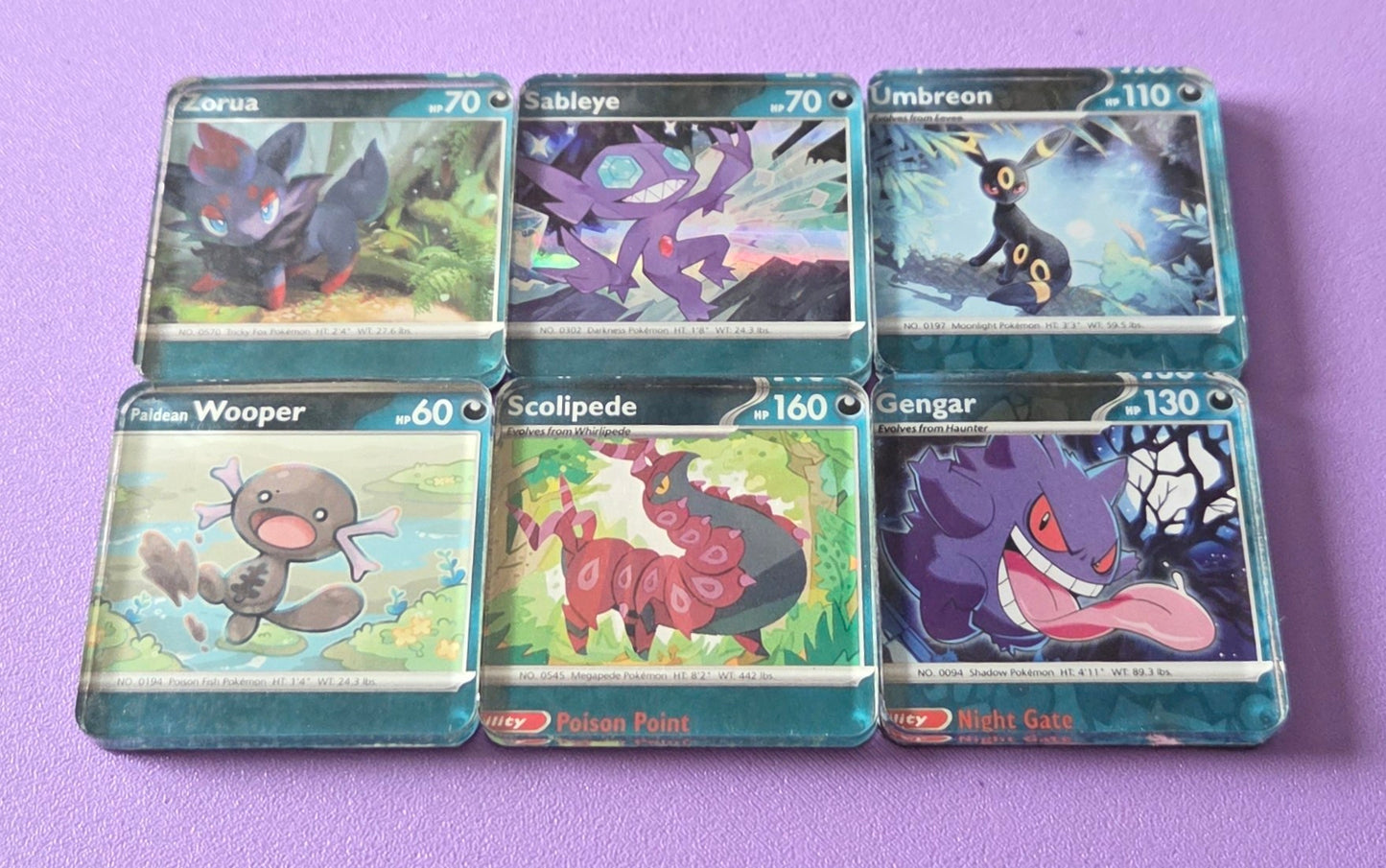 Upcycled Pokemon Card Magnets: Dark Type