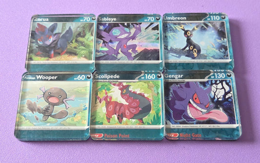 Upcycled Pokemon Card Magnets: Dark Type