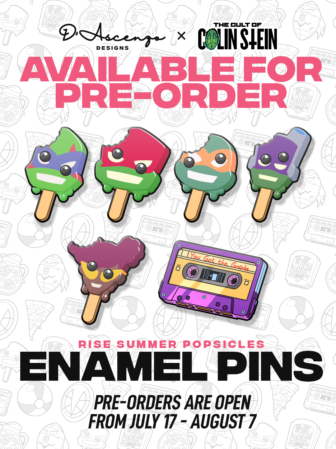 ROTTMNT: Popsicle Enamel Pins - TheColinStein Collab Series