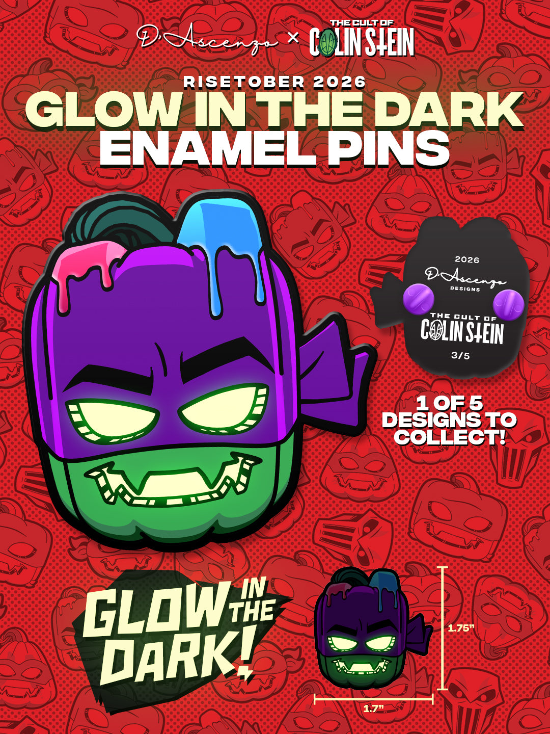 ROTTMNT: Spooktacular Enamel Pins - TheColinStein Collab Series
