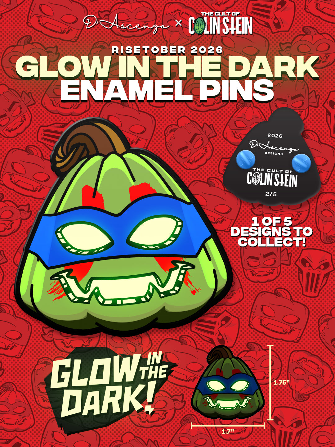 ROTTMNT: Spooktacular Enamel Pins - TheColinStein Collab Series