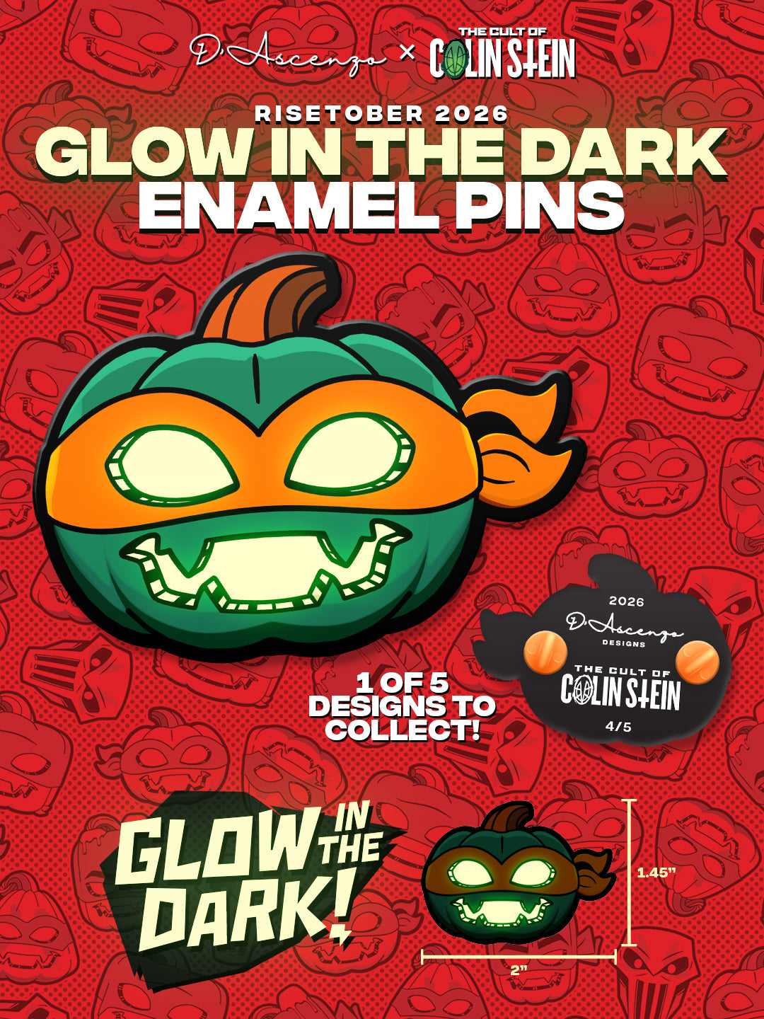ROTTMNT: Spooktacular Enamel Pins - TheColinStein Collab Series
