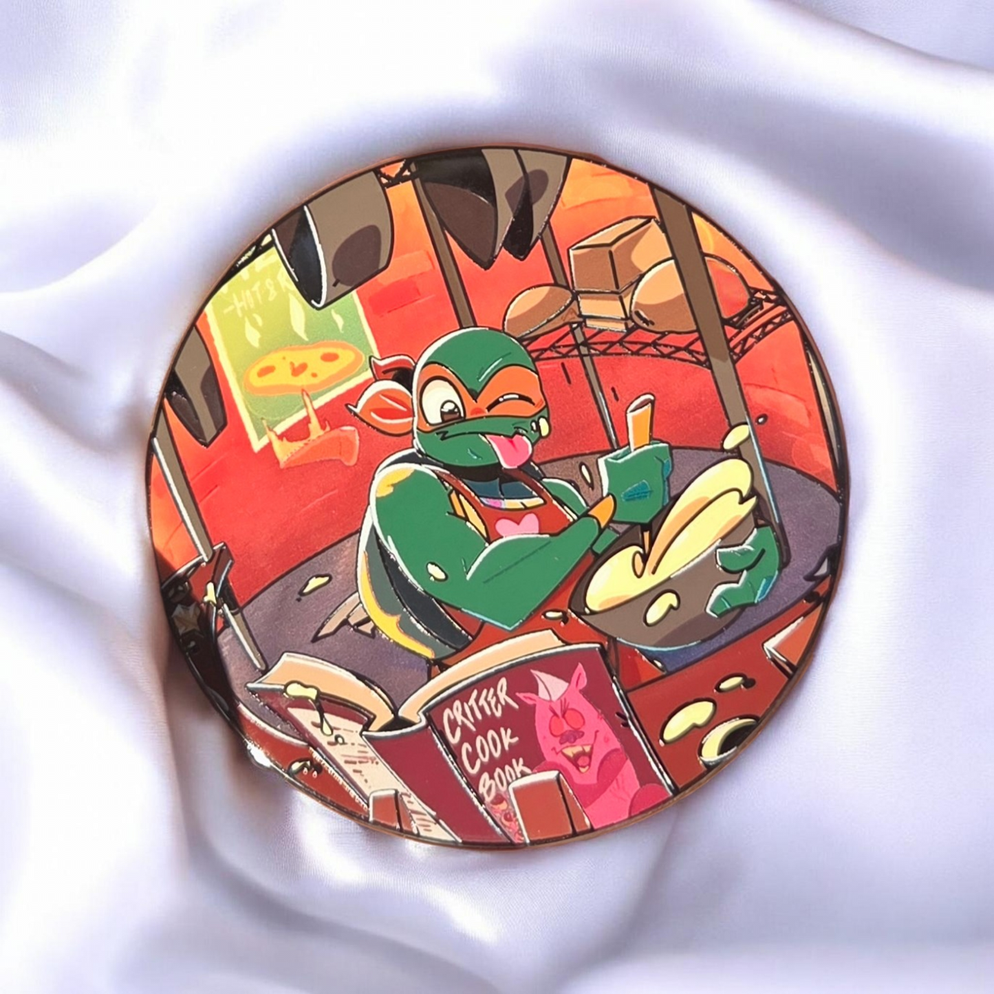 ROTTMNT Deluxe Enamel Pin - Chef Mikey