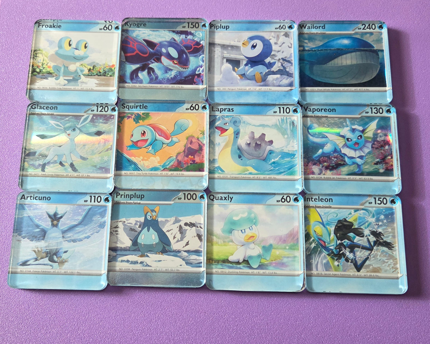 Upcycled Pokemon Card Magnets: Water Type